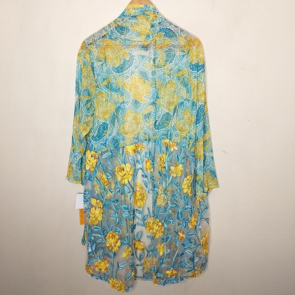 Ruby Rd. Floral Embroidered Mesh Open Front Cardigan - Picture 9 of 14